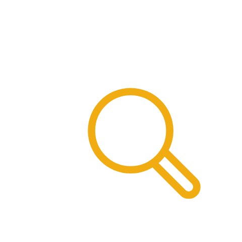 about-frame-1 White and gold magnifying glass with location pin