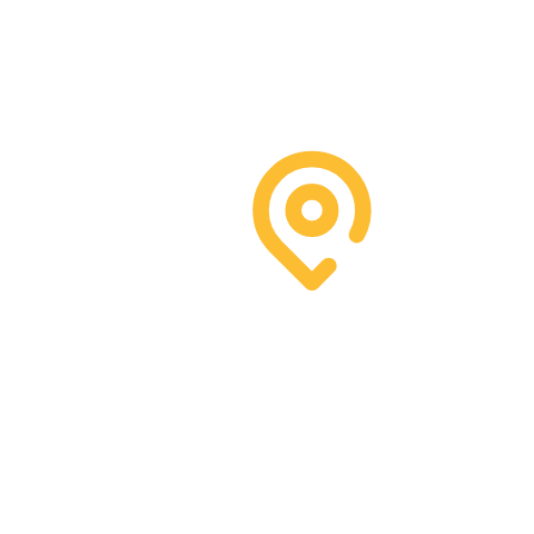 Explore step illustration White and gold magnifying glass with location pin
